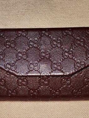 Gucci Guccissima Triangle Folding Sunglass Case Monogrammed Choc Brown